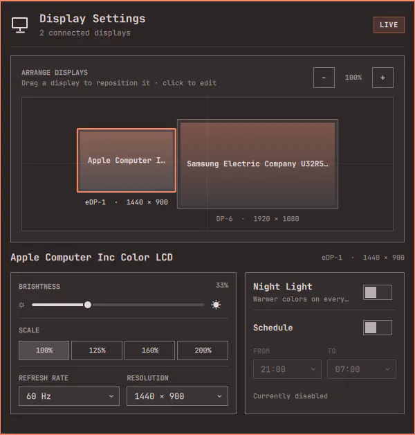 Display Settings preview