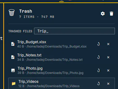 Trash preview